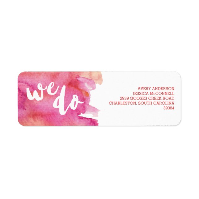 Watercolor Warm Romantik Bröllop Returadress Etikett (Framsidan)