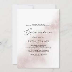 Watercolor Wash   Blush Quinceañera Inbjudningar