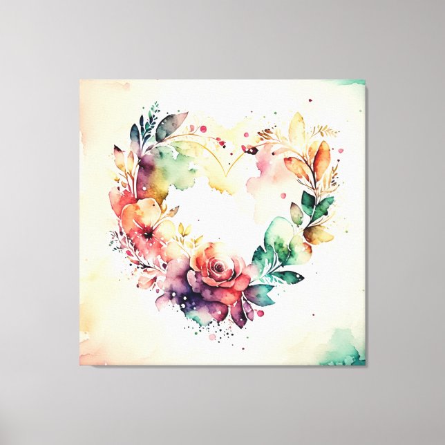Watercolor Wash Heart # 1 Canvastryck (Framsida)