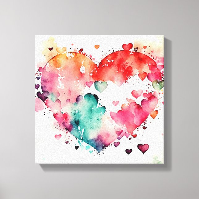 Watercolor Wash Heart # 5 Canvastryck (Framsida)