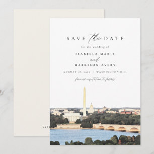Watercolor Washington Monument DC Spara datum Inbjudningar
