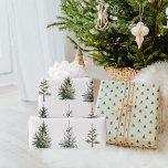 Watercolor Watercolor Träd Wrapping, Modern Winter Presentpapper<br><div class="desc">Modern Winter Gräs Grönt Watercolor Träd</div>