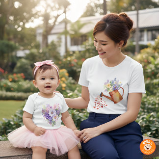 Watercolor Watering Can Floral Matching Outfit Mom T Shirt