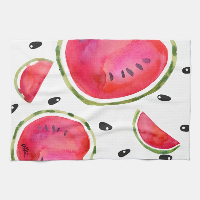 Watercolor Watermelon Tea Towel  Kökshandduk (Horisontell)