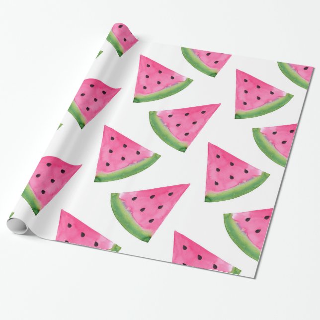Watercolor Watermelon Wedges Presentpapper (Utrullad)
