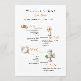 Watercolor Wedding day Timeline Flat Program