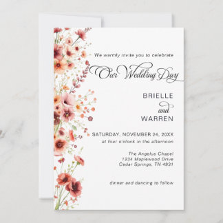 Watercolor Wedding Invitation Wild Flowers Inbjudningar