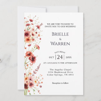 Watercolor Wedding Invitation with Wild Flowers Inbjudningar