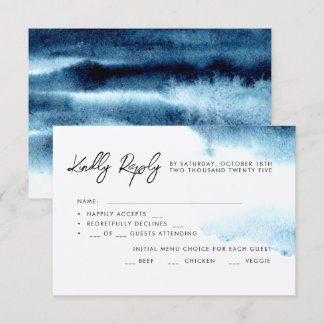 Watercolor Wedding RSVP Card. OSA Kort
