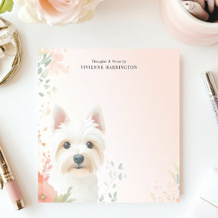 Watercolor Westie Blommig Personlig Anteckningsblock