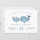 Watercolor Whale Boy's Blue Baby Shower Inbjudningar (Front)