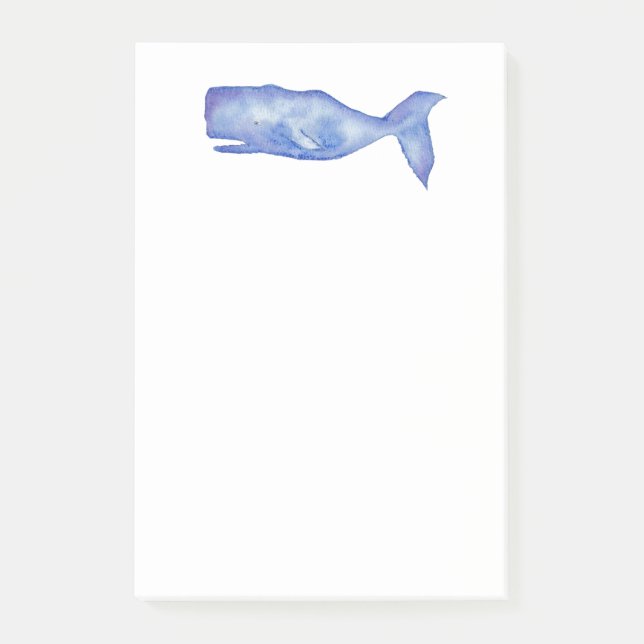 Watercolor Whale Post-it Block (Framsida)