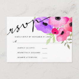 Watercolor Whimsical Blommigt Bröllop OSA Script Kort