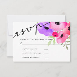Watercolor Whimsical Blommigt Bröllop OSA Script Kort