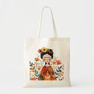 Watercolor Whimsical Cute Frida Kahlo Illustration Tygkasse