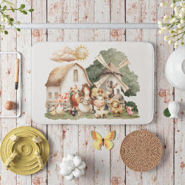 Watercolor Whimsical Farm Animals Badrumsmatta