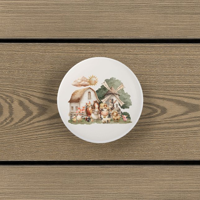 Watercolor Whimsical Farm Animals Knopp (Skapare uppladdad)