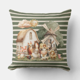 Watercolor Whimsical Farm Animals Kudde