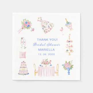    Watercolor whimsical hand drawn bridal shower Pappersservett