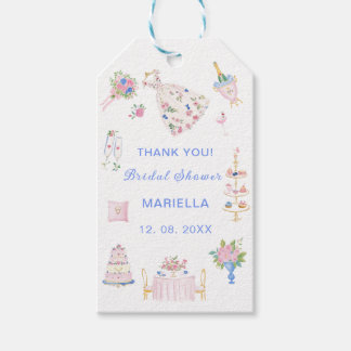    Watercolor whimsical hand drawn bridal shower Presentetikett