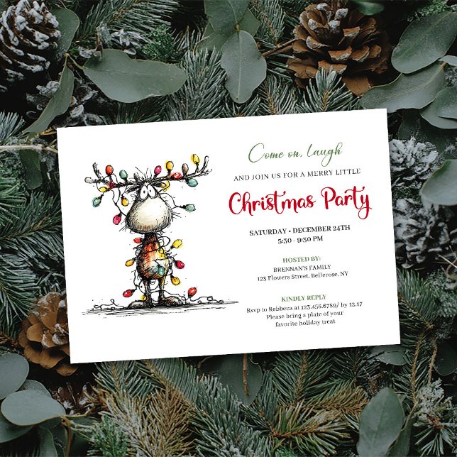 Watercolor whimsical reindeer party invitation inbjudningar (Watercolor whimsical reindeer party invitation

)
