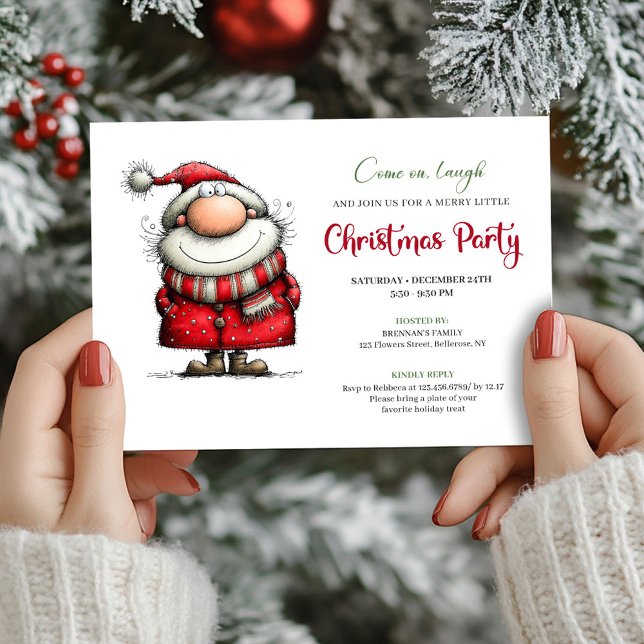 Watercolor Whimsical Santa Claus Festive Invite Inbjudningar (Watercolor Whimsical Santa Claus Festive Invite)