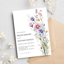 Watercolor Whimsical Wildblomma Elegant bröllop