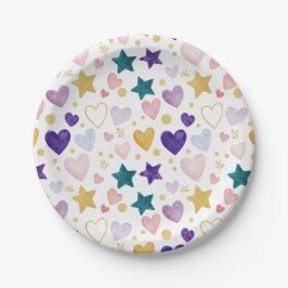 Watercolor Whimsy Hearts & Stars