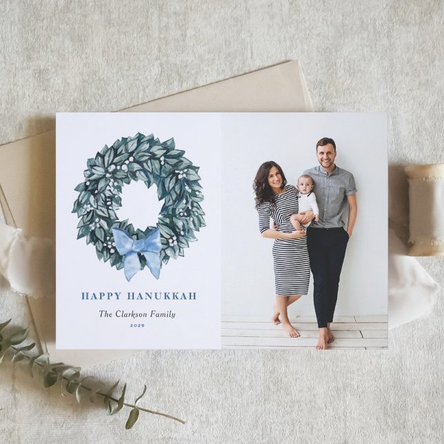 Watercolor White Berry Wandan Lycklig Hanukkah Pho Julkort (Skapare uppladdad)