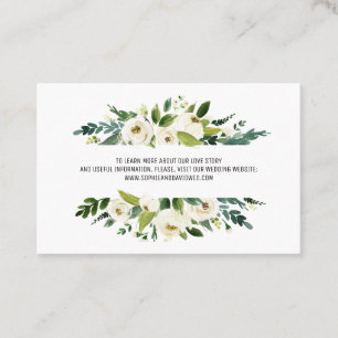 Watercolor White Blommigt Ram Bröllop webbplats Visitkort