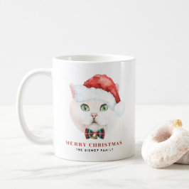 Watercolor White British Shorthair Cat jul Kaffemugg