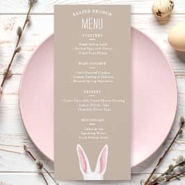 Watercolor White Bunny Ears On Beige Easter Brunch Meny