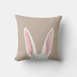 Watercolor White Bunny Ears On Beige Easter Kudde