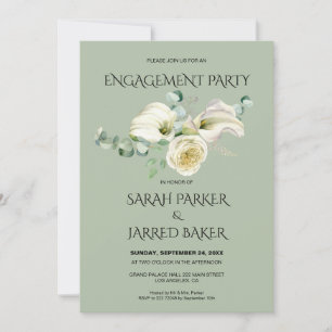 Watercolor White Calla Lilies Bouquet Förlovning Inbjudningar