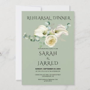 Watercolor White Calla Lilies Bouquet Rehearsal Inbjudningar