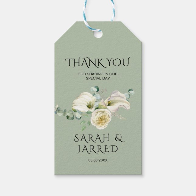 Watercolor White Calla Lilies Presentetikett (Framsidan)