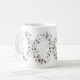 Watercolor White Flowers Golden Ram Silver Teal Kaffemugg