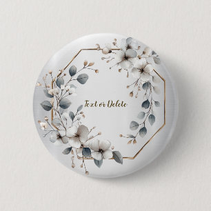 Watercolor White Flowers Golden Ram Silver Teal Knapp