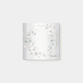 Watercolor White Flowers Golden Ram Silver Teal Post-it Block