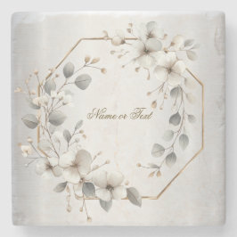 Watercolor White Flowers Golden Ram Silver Teal Stenunderlägg