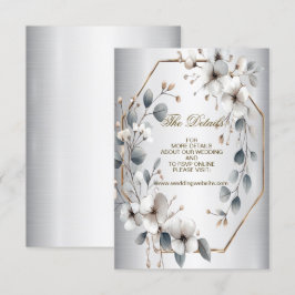 Watercolor White Flowers Golden Ram Silver Teal Tilläggskort