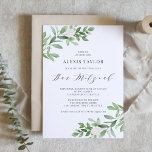 Watercolor White Flowers och Greenery Pub Mitzvah Inbjudningar<br><div class="desc">Familjen inbjudan och vänner med den här lilla gröna inbjudan. Den här pub mitzvah-inbjudan innehåller vattenfärgsillustrationer av grönt blad och vita blommor och ett matchande grönt mönster med guld-skript. Anpassa genom att lägga till information om namn, datum, tid, plats och andra händelser. Denna inbjudan är perfekt för mitzvahs i vår...</div>