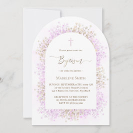 watercolor white lilac flowers Baptism Inbjudningar