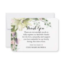 Watercolor White Lilies Sympathy Tack, ditt kort