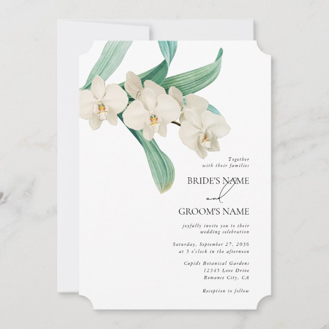 Watercolor White Orchids Floral Wedding Inbjudningar (Framsida)