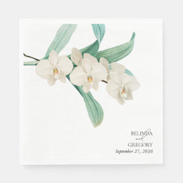 Watercolor White Orchids Floral Wedding Pappersservett