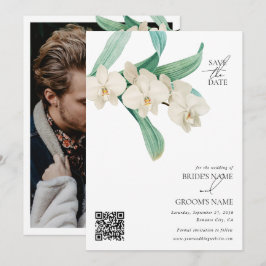 Watercolor White Orchids Floral Wedding Photo Spara Datumet