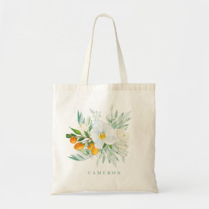 Watercolor White Orchids och Kumquats Bridesmaid Tygkasse
