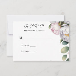 Watercolor White Peonies Wedding OSA Kort