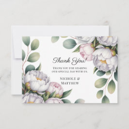 Watercolor White Peonies Wedding Tack Kort